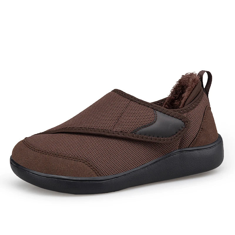 Extra-Wide Orthopedic Slip-On Sneakers with Fur Lining for Swollen Feet & Bunions – Adjustable Hook-and-Loop Senior Comfort Shoes | Thomler