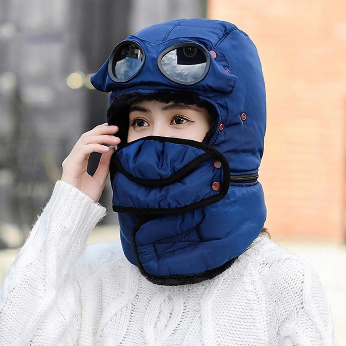 Insulated Winter Beanie with Integrated Face Shield for Cold Weather Protection | Thomler