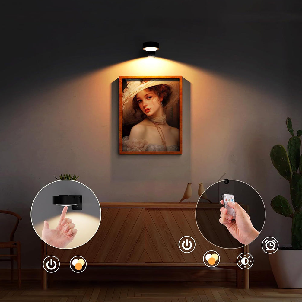 Battery-Powered Picture Light with Remote – Magnetic Mount LED Artwork Spotlight for Frames & Wall Displays | Thomler