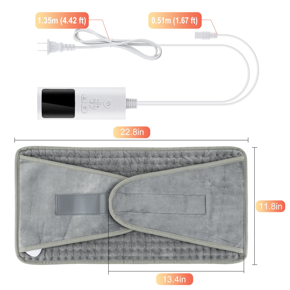 Micro-Plush Heated Body Wrap with Adjustable Timer & Temperature Control for Back, Waist & Legs | Thomler