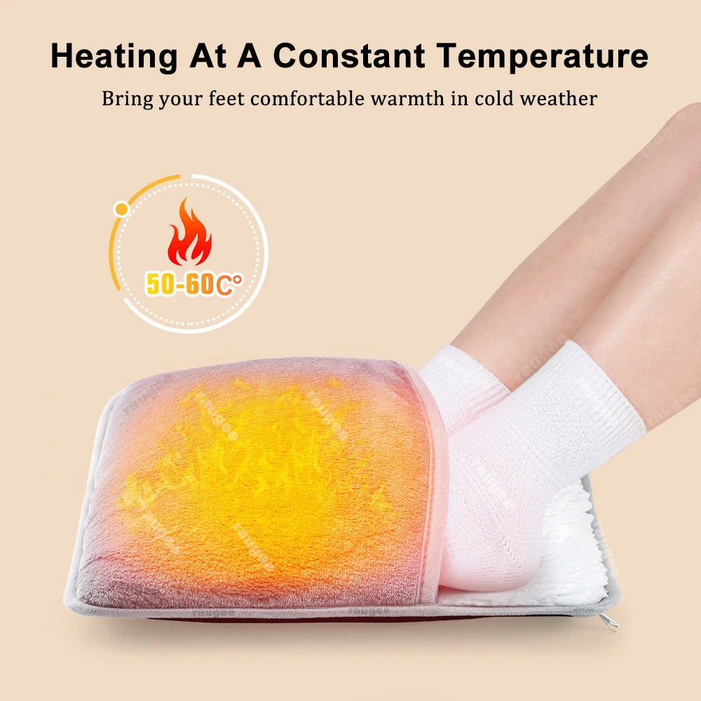 USB Heated Foot Warmer Mat with Soft Flannel Cover – Portable Electric Foot Heating Pad for Cold Weather, Machine Washable | Thomler