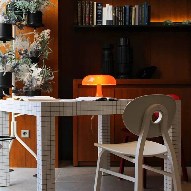 Table Lamp PVC 28.0 cm Orange Bedroom Living Room Mushroom Desk Light Retro Accent Lighting | Thomler