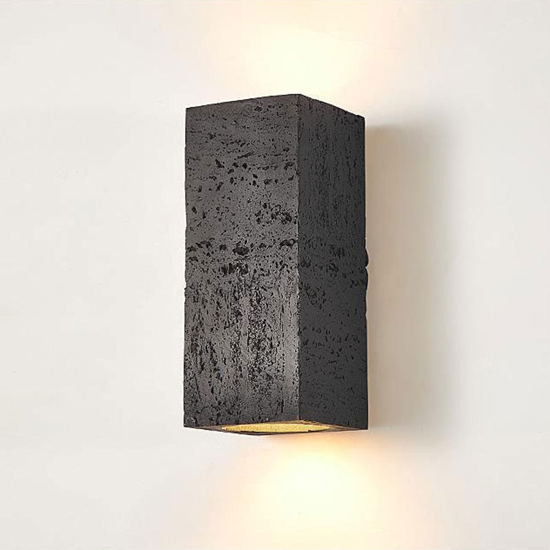 Wall Lamp Cement Composite Rectangle Warm Up Down Living Room Bedroom Japandi Ambient Lighting Fixture | Thomler