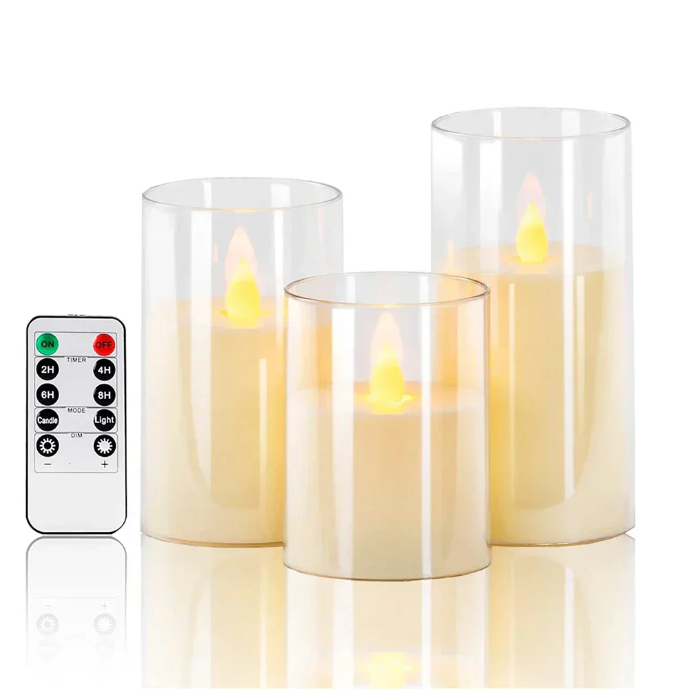 Flameless LED Candles with Flickering Light Effect, Remote Control Battery Operated Pillar Candles for Home Decor, Living Room, Bedroom | Thomler