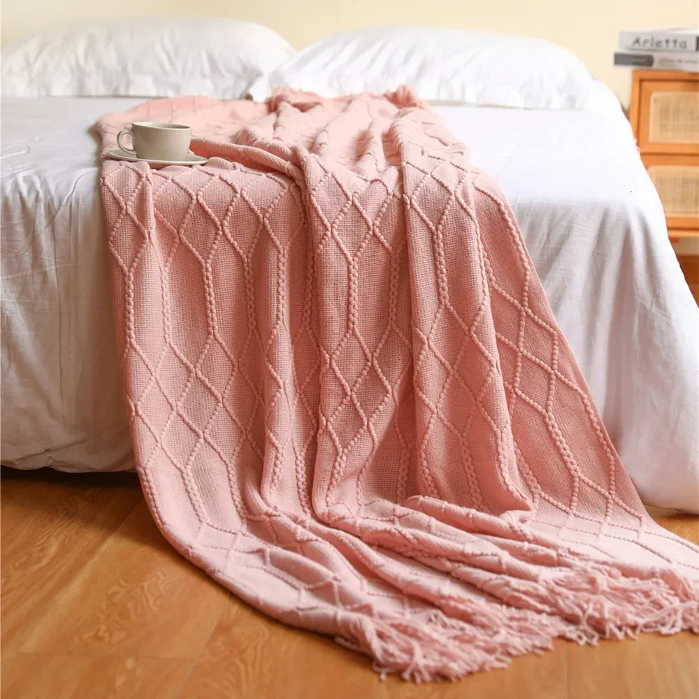 Chunky Knit Throw Blanket – Cozy Acrylic Sofa & Bed Cover for Living Room & Bedroom | Thomler