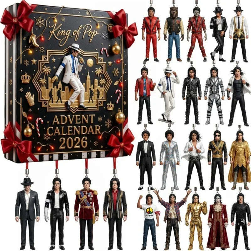 Pop Icon Holiday Countdown Calendar with 24 Ornament Charms – Daily Surprise Advent Display for Christmas Tree Decoration | Thomler