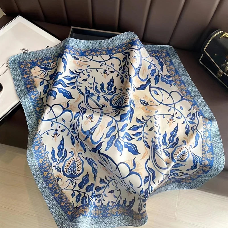 Printed Satin Square Neckerchief for Women 27.5×27.5 in Versatile Head Wrap Neck Tie Hair Ribbon Fashion Accessory | Thomler