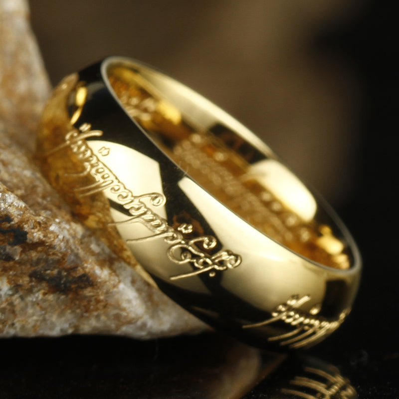 Glow-in-the-Dark Ring with Elvish Script Engraving – Self-Charging Luminous Fantasy Band for Men & Women | Thomler