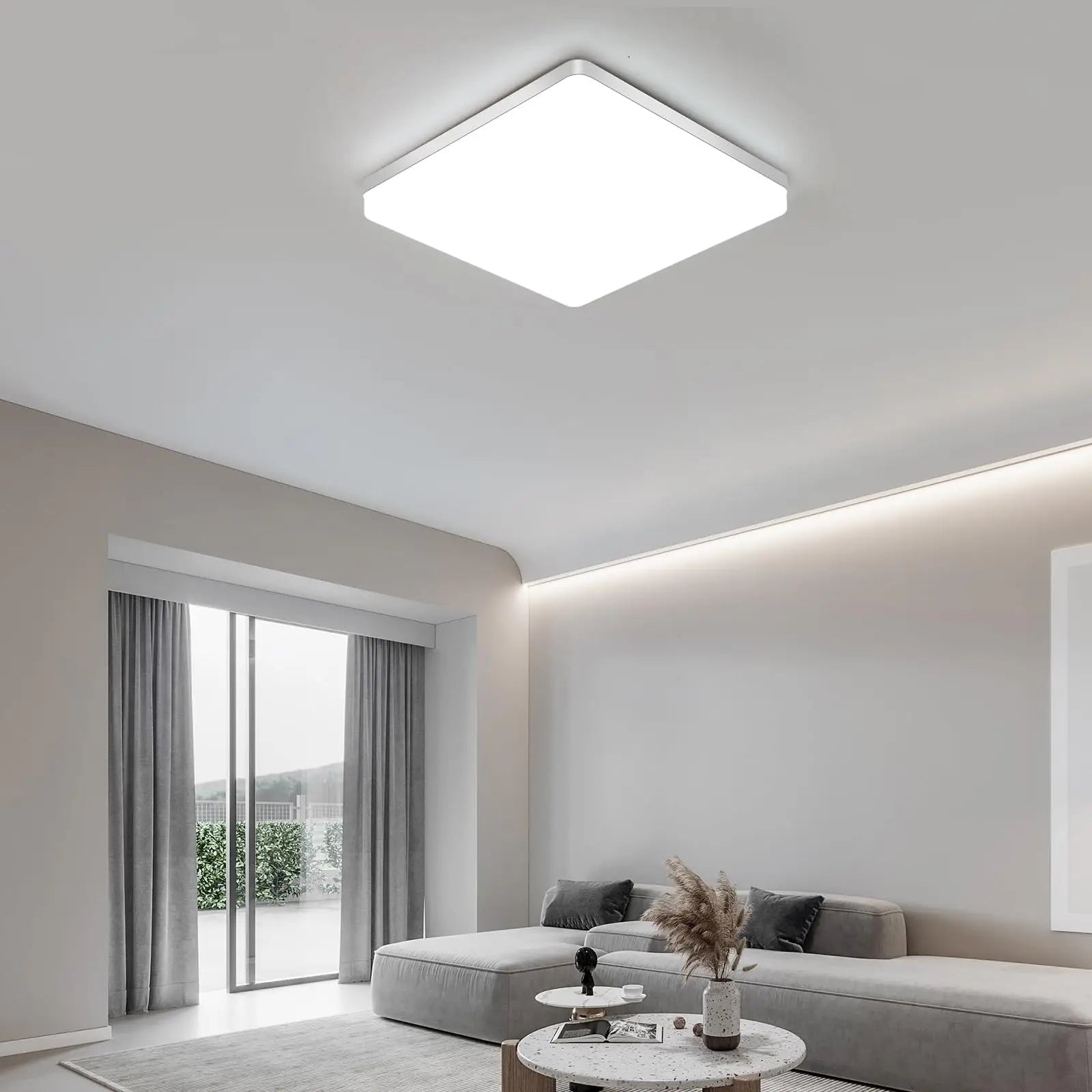 Ceiling Light ABS 48W Cool White Bathroom Kitchen Hallway Square LED Flush Mount Damp Area Lighting 5400LM | Thomler