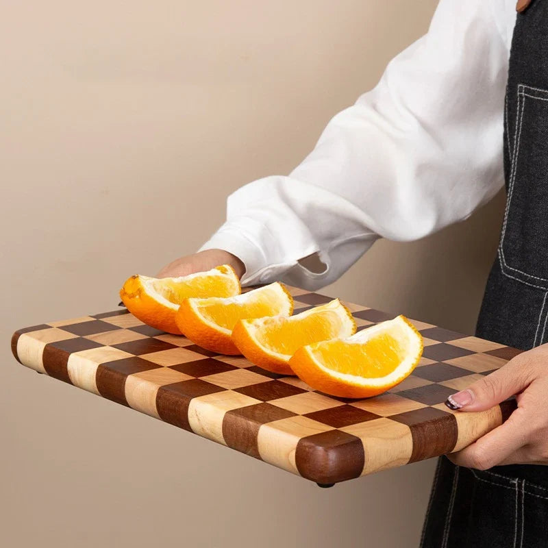 Checkered Mosaic Solid Wood Cutting Board for Kitchen Prep & Serving | Thomler