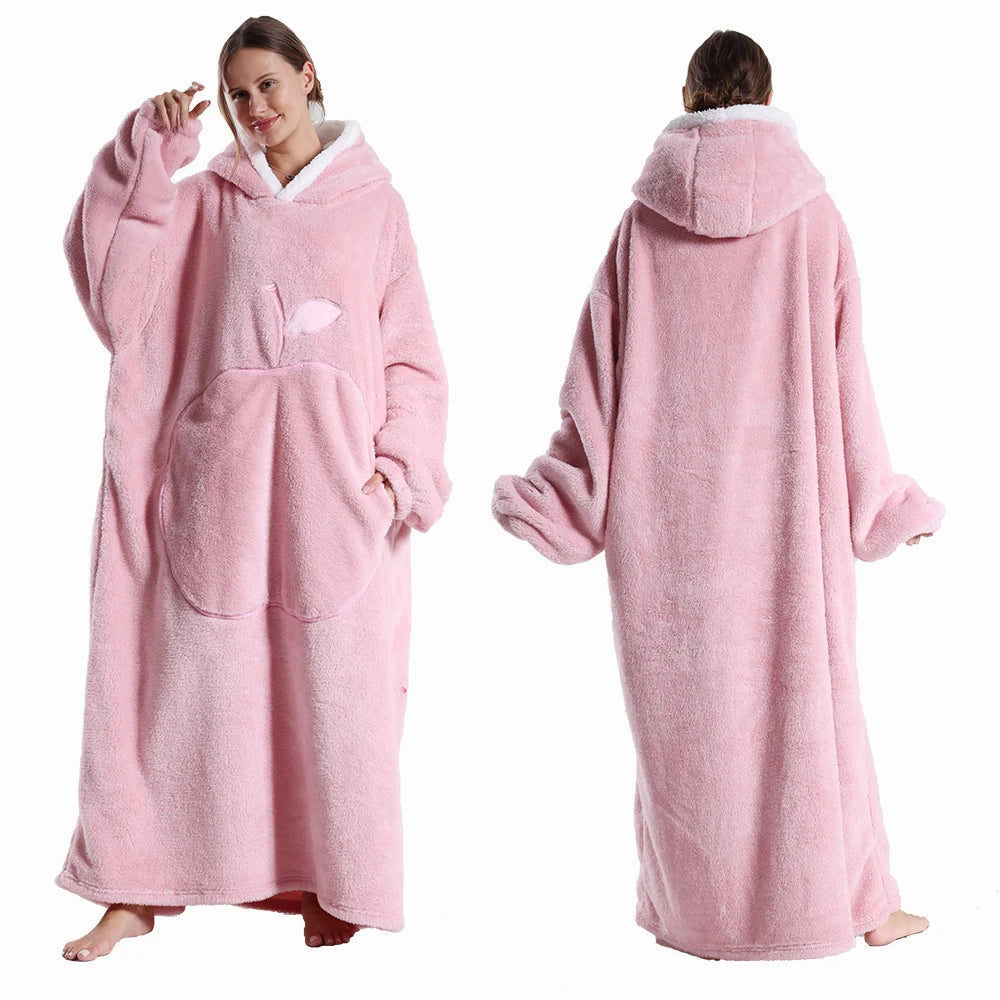 Oversized Hooded Blanket Sweatshirt with Sleeves & Pocket for Adults – Ultra-Soft Sherpa Fleece Wearable Throw for Lounging & Cold Weather | Thomler