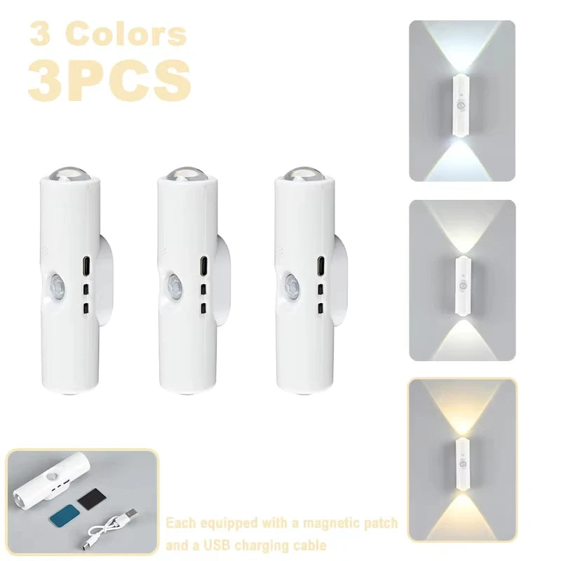 Rechargeable Dual-Head Motion Sensor RGB Spotlight Night Light for Closets Cabinets Hallways Bedrooms | Thomler