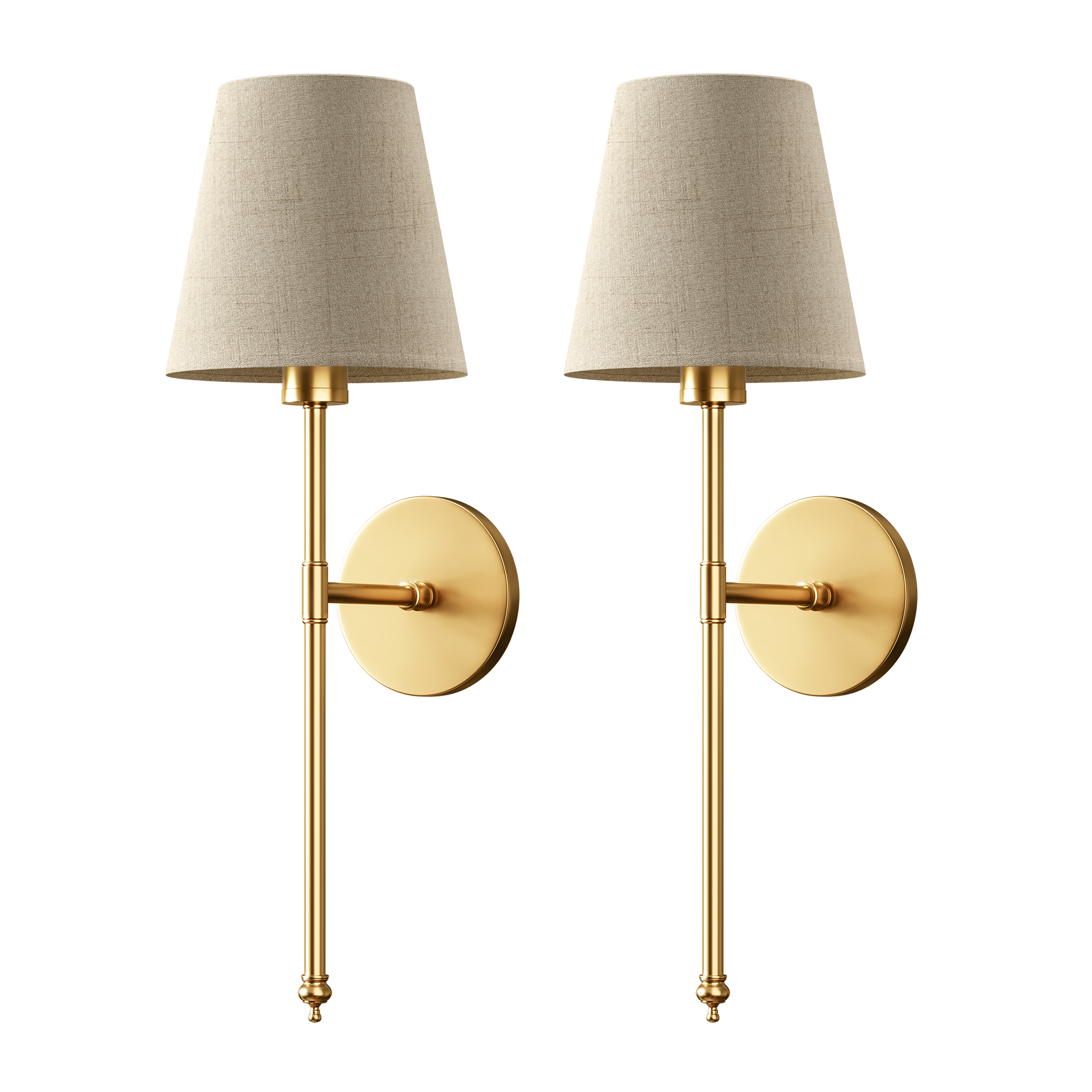 Wall Lamp Gold Linen Shade 51.5 cm Wireless Bedroom Living Room Dimmable RGB Remote Control Sconce Set Of 2 | Thomler