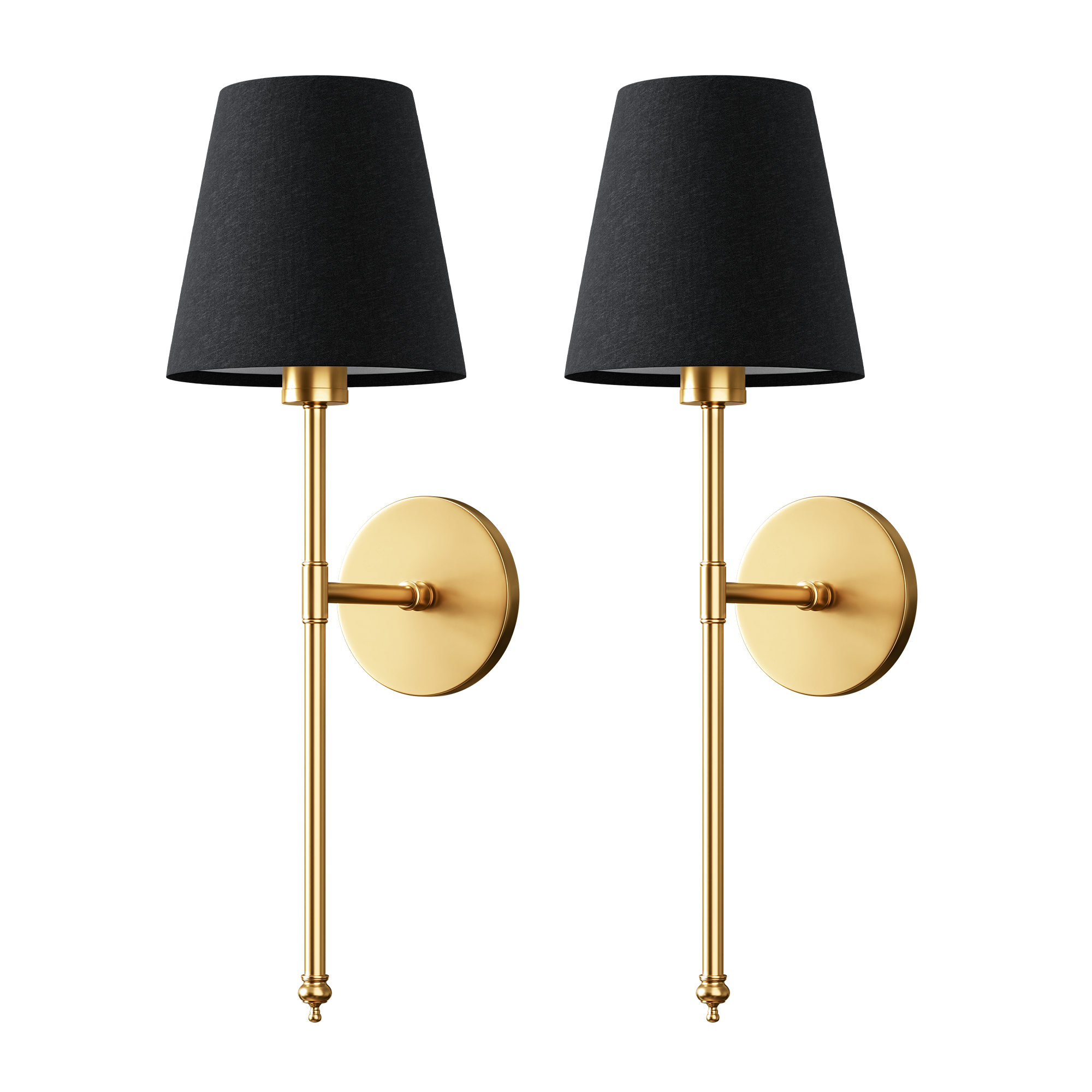 Wall Lamp Metal 51.5 cm Gold Black Bedroom Hallway Wireless Dimmable RGB Reading Light Set Of 2 | Thomler