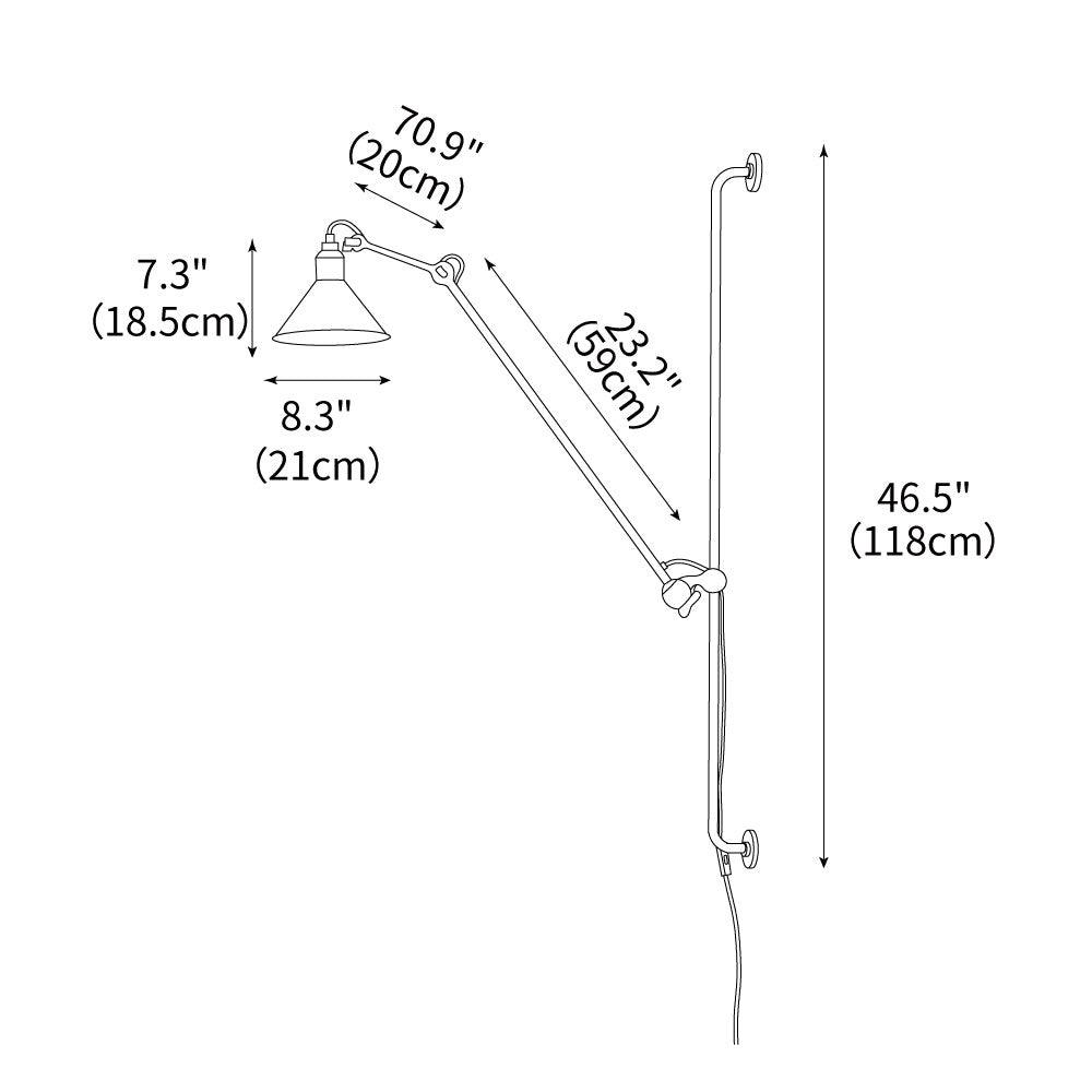 Articulating Swing Arm Sconce Matte Black 46.5 Inch Reach Bedside Reading Light for Bedroom Office Hallway Adjustable Wall-Mounted Task Lamp | Thomler