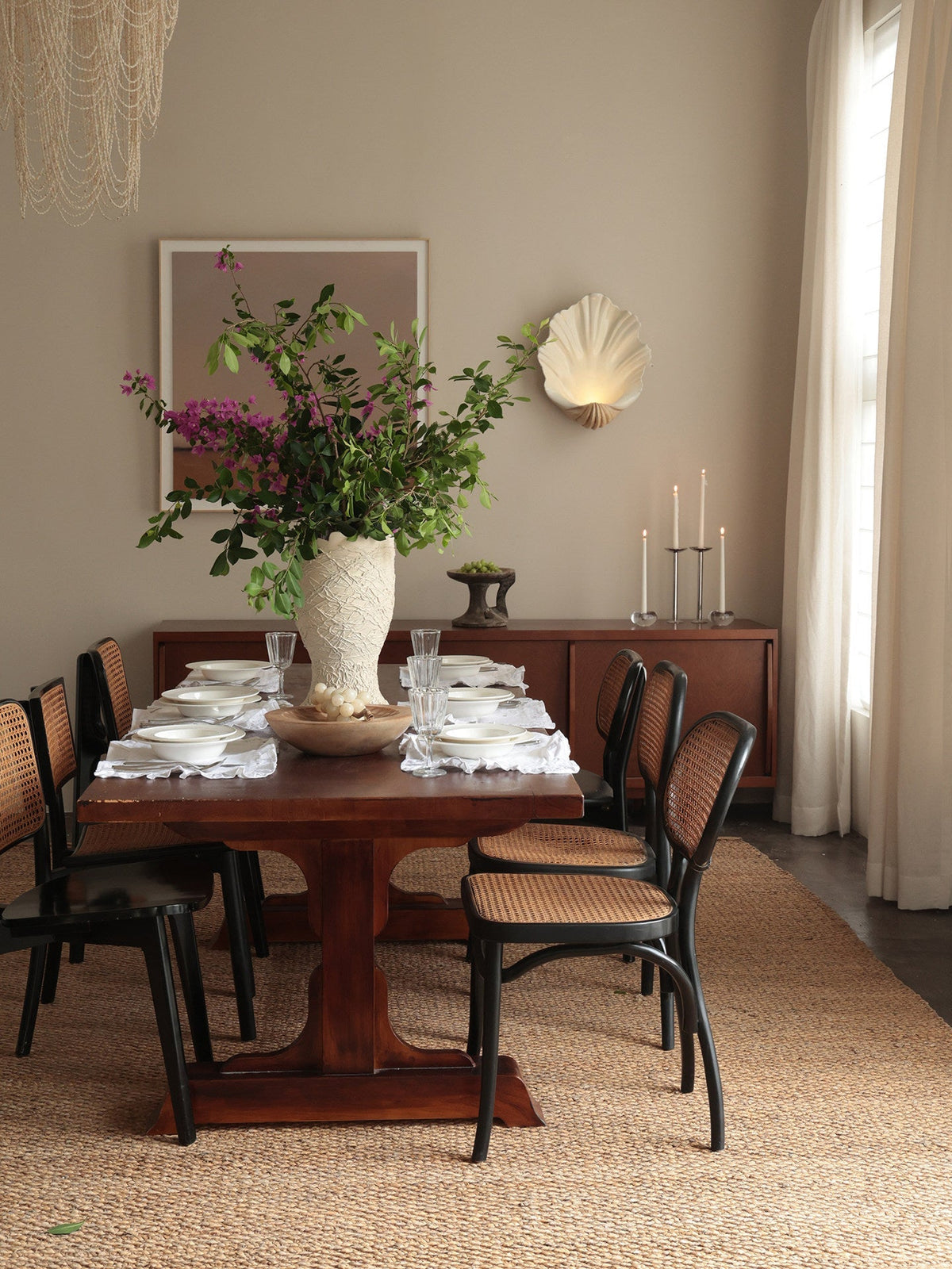 Coastal Seashell Decorative Uplight – Cream & Natural Wood Finish – Battery or Hardwired E12 Socket for Bedroom, Living Room or Bath | Thomler
