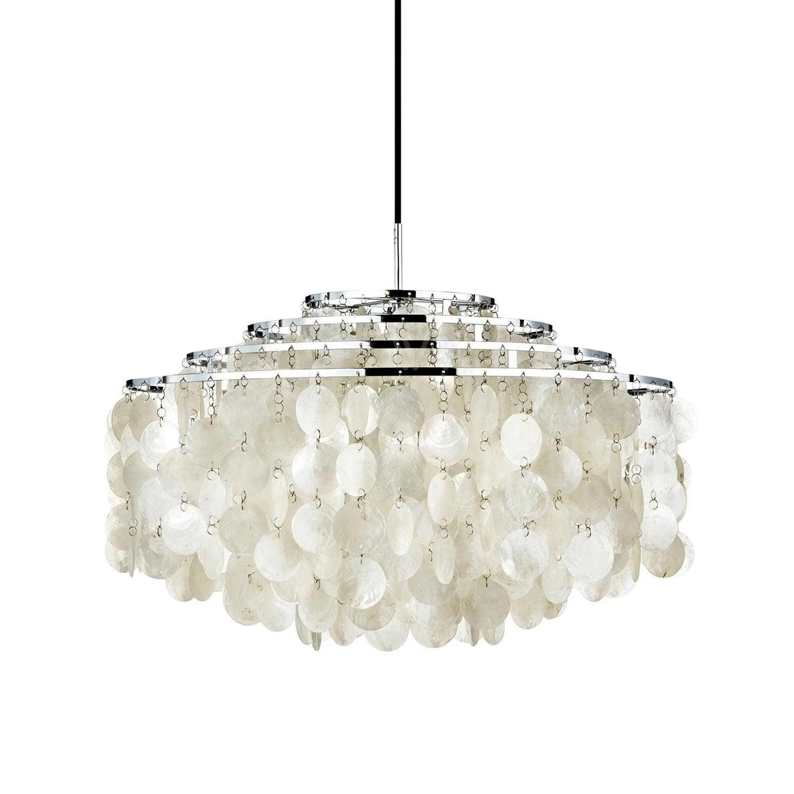 Cascading Shell Pendant Light Fixture Chrome Finish 28 Inches Adjustable Hanging Ceiling Lamp for Dining Room Kitchen Island Open Living Spa | Thomler