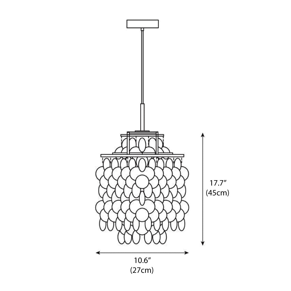 Cascading Shell Pendant Light Fixture Chrome Finish 28 Inches Adjustable Hanging Ceiling Lamp for Dining Room Kitchen Island Open Living Spa | Thomler