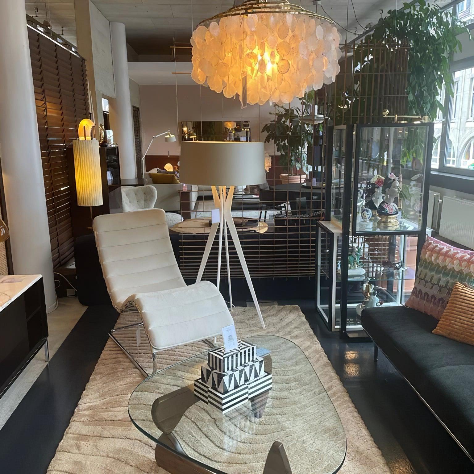 Cascading Shell Pendant Light Fixture Chrome Finish 28 Inches Adjustable Hanging Ceiling Lamp for Dining Room Kitchen Island Open Living Spa | Thomler