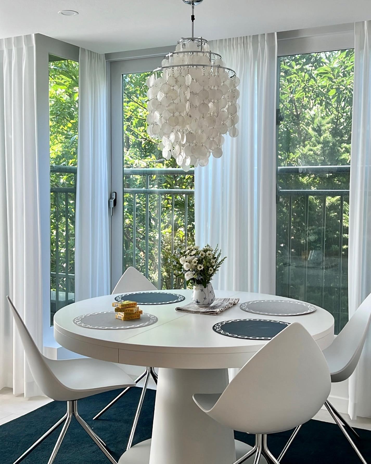 Cascading Shell Pendant Light Fixture Chrome Finish 28 Inches Adjustable Hanging Ceiling Lamp for Dining Room Kitchen Island Open Living Spa | Thomler