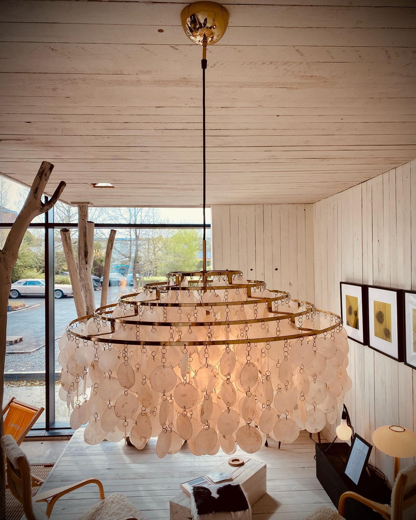 Cascading Shell Pendant Light Fixture Chrome Finish 28 Inches Adjustable Hanging Ceiling Lamp for Dining Room Kitchen Island Open Living Spa | Thomler