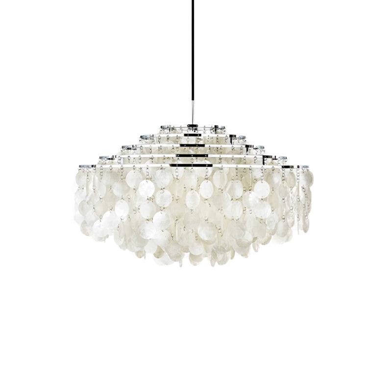 Cascading Shell Pendant Light Fixture Chrome Finish 28 Inches Adjustable Hanging Ceiling Lamp for Dining Room Kitchen Island Open Living Spa | Thomler