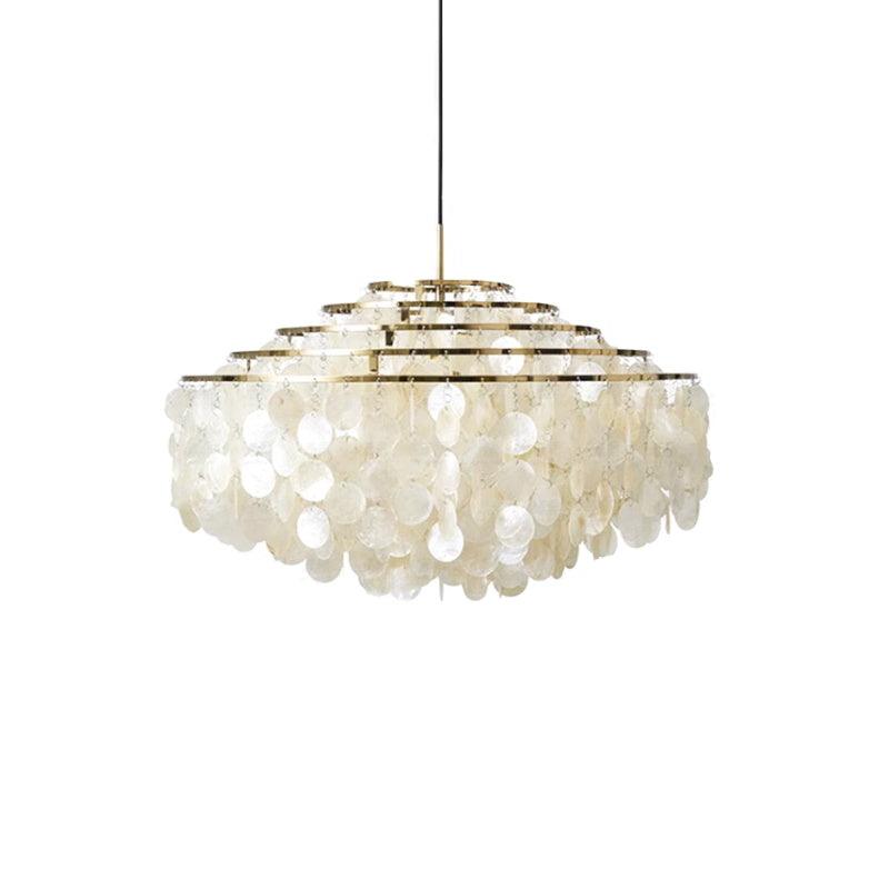 Cascading Shell Pendant Light Fixture Chrome Finish 28 Inches Adjustable Hanging Ceiling Lamp for Dining Room Kitchen Island Open Living Spa | Thomler