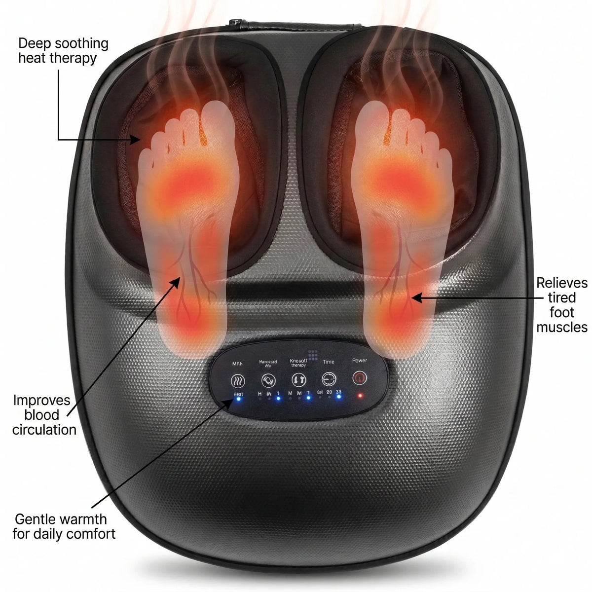 Electric Foot Massager with Rotating Nodes, Dual Heat Settings & Air Pressure for Home Relaxation After Work | Thomler
