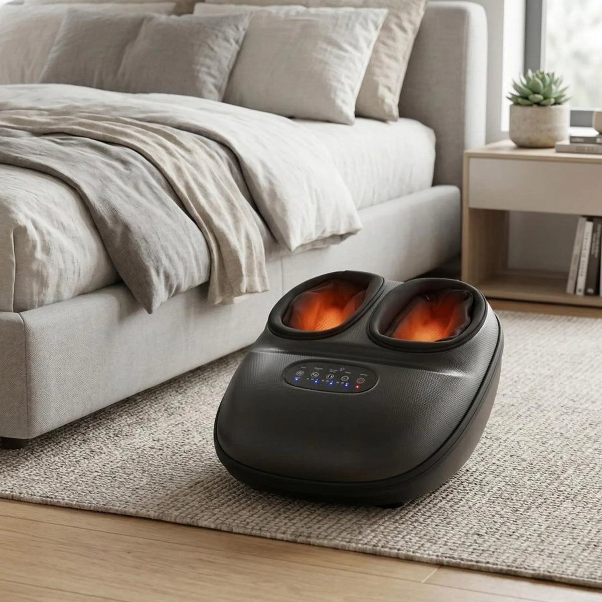 Electric Foot Massager with Rotating Nodes, Dual Heat Settings & Air Pressure for Home Relaxation After Work | Thomler