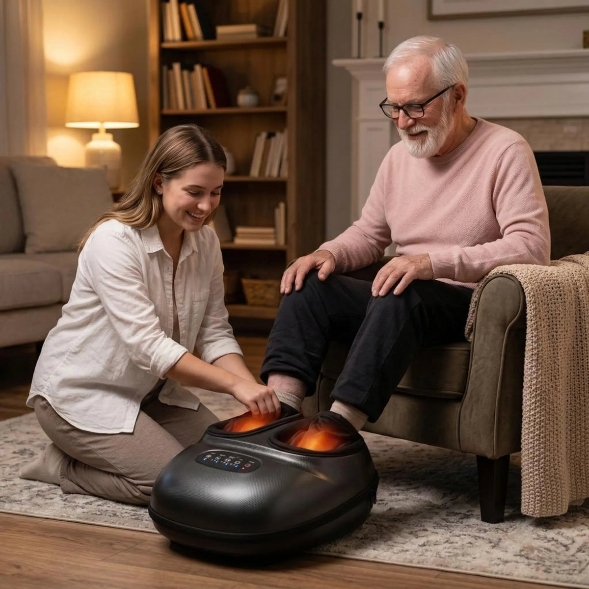 Electric Foot Massager with Rotating Nodes, Dual Heat Settings & Air Pressure for Home Relaxation After Work | Thomler