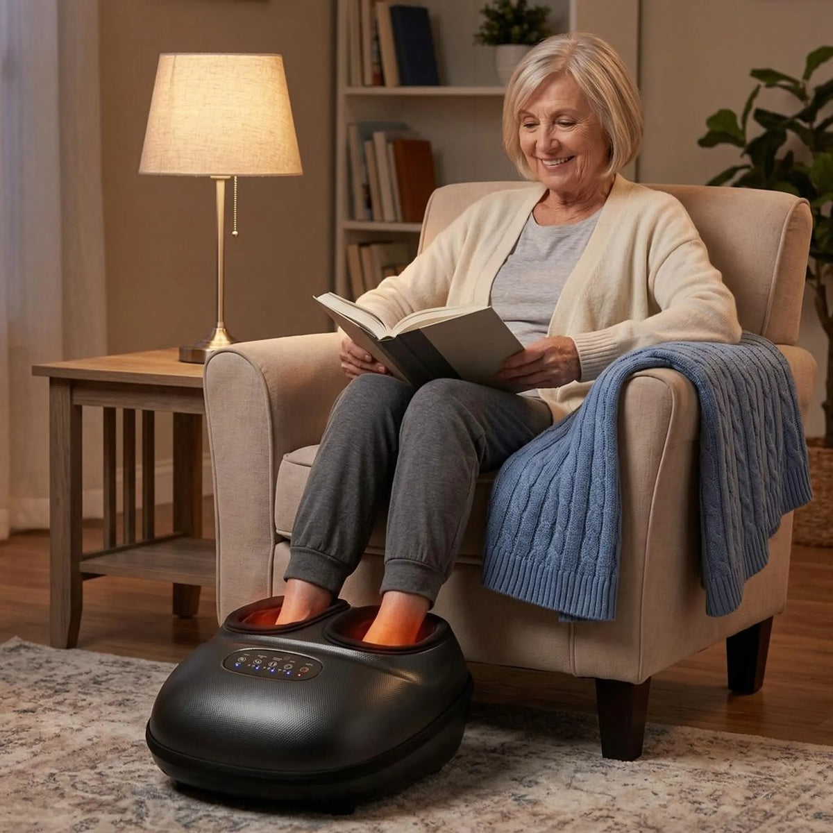Electric Foot Massager with Rotating Nodes, Dual Heat Settings & Air Pressure for Home Relaxation After Work | Thomler