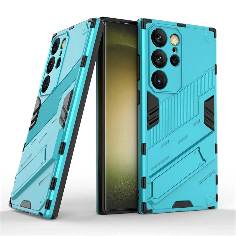 Rugged Protective Phone Case with Built-In Stand for Samsung Galaxy S21-S26 Series – Heavy-Duty Drop Defense, Camera Guard, Anti-Fingerprint | Thomler