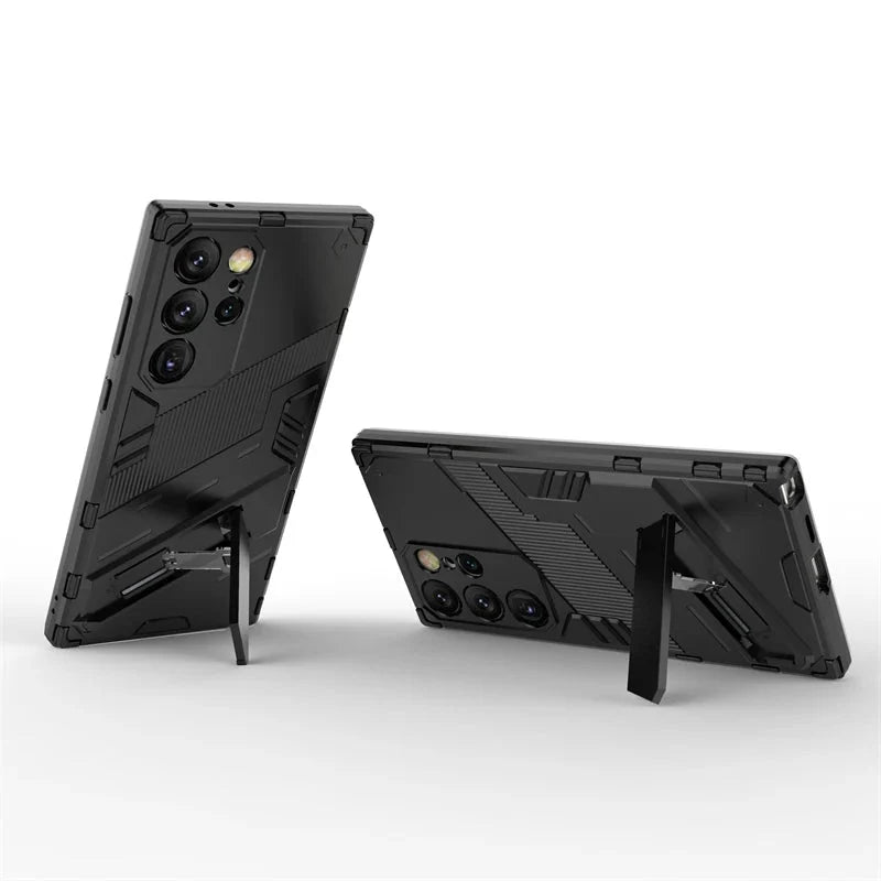 Rugged Protective Phone Case with Built-In Stand for Samsung Galaxy S21-S26 Series – Heavy-Duty Drop Defense, Camera Guard, Anti-Fingerprint | Thomler