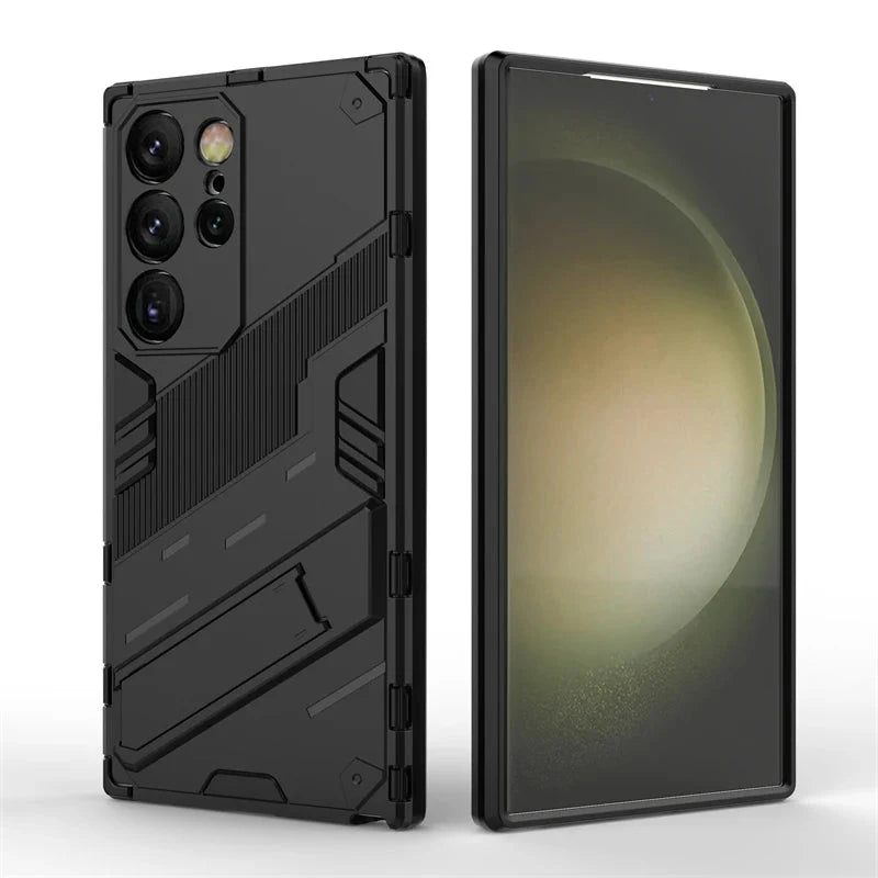 Rugged Protective Phone Case with Built-In Stand for Samsung Galaxy S21-S26 Series – Heavy-Duty Drop Defense, Camera Guard, Anti-Fingerprint | Thomler