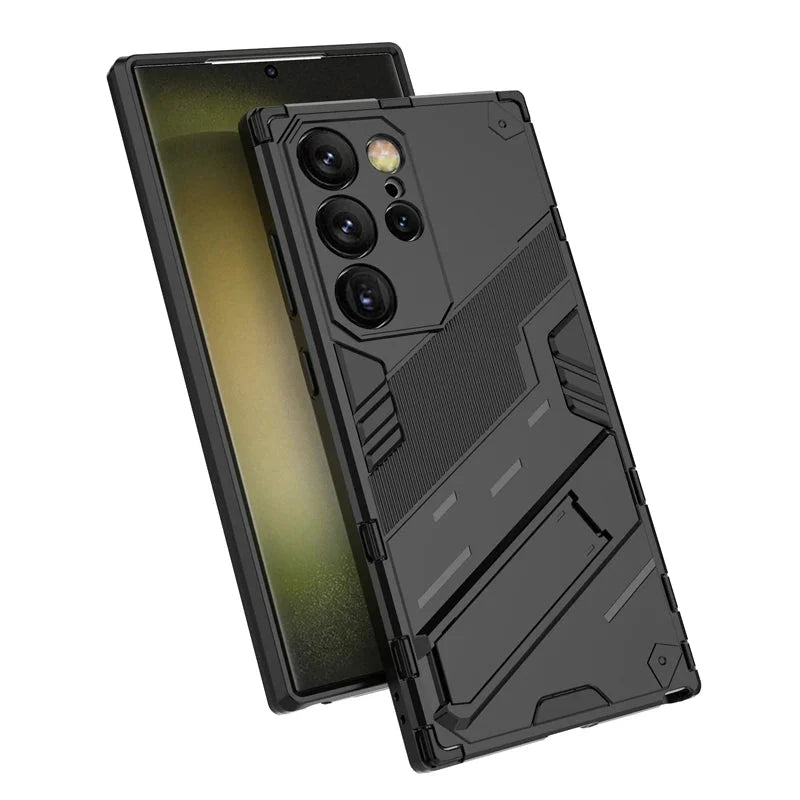 Rugged Protective Phone Case with Built-In Stand for Samsung Galaxy S21-S26 Series – Heavy-Duty Drop Defense, Camera Guard, Anti-Fingerprint | Thomler