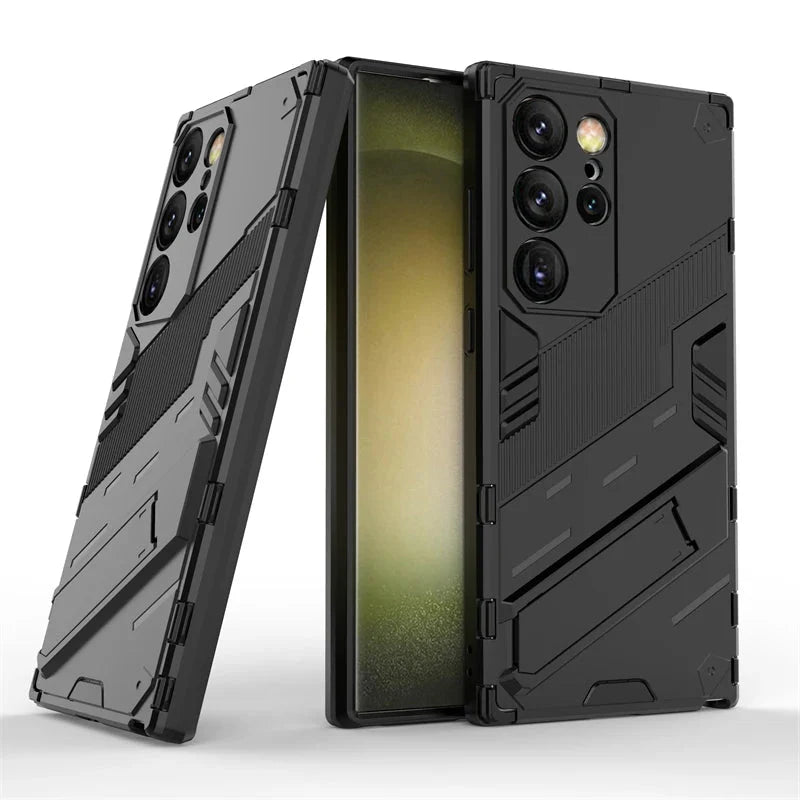Rugged Protective Phone Case with Built-In Stand for Samsung Galaxy S21-S26 Series – Heavy-Duty Drop Defense, Camera Guard, Anti-Fingerprint | Thomler