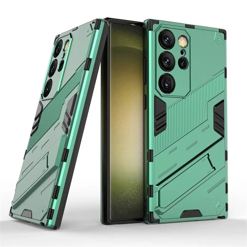 Rugged Protective Phone Case with Built-In Stand for Samsung Galaxy S21-S26 Series – Heavy-Duty Drop Defense, Camera Guard, Anti-Fingerprint | Thomler