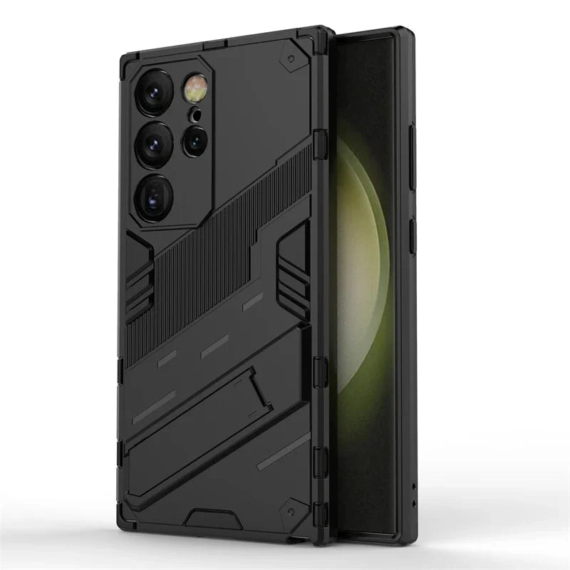 Rugged Protective Phone Case with Built-In Stand for Samsung Galaxy S21-S26 Series – Heavy-Duty Drop Defense, Camera Guard, Anti-Fingerprint | Thomler