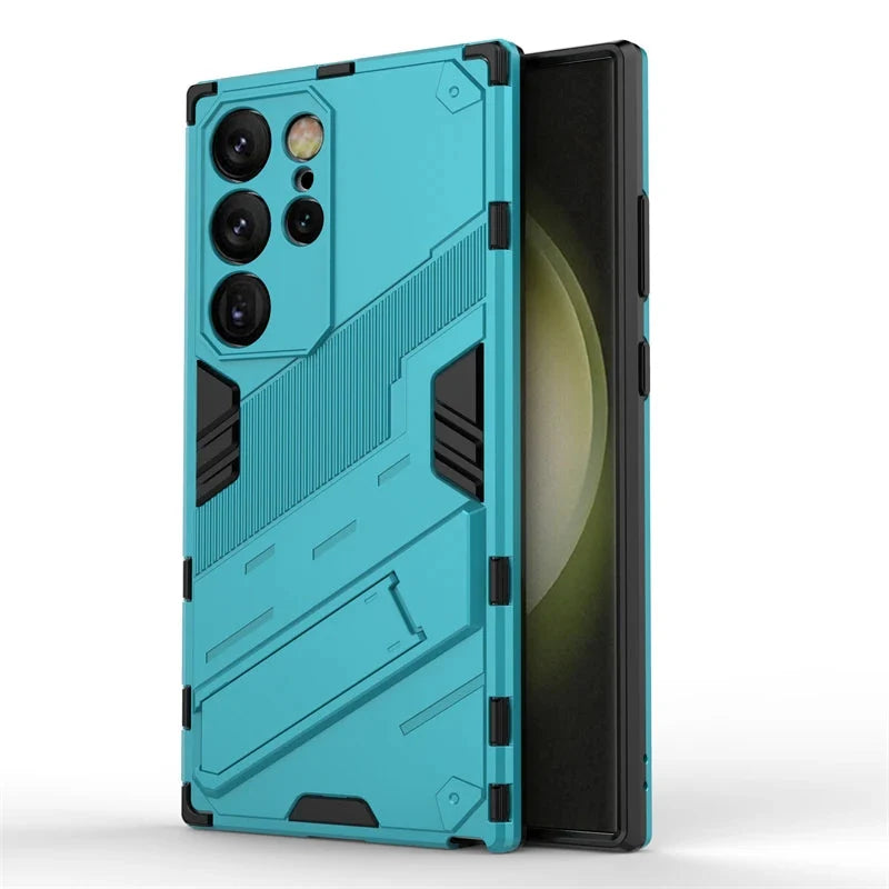 Rugged Protective Phone Case with Built-In Stand for Samsung Galaxy S21-S26 Series – Heavy-Duty Drop Defense, Camera Guard, Anti-Fingerprint | Thomler