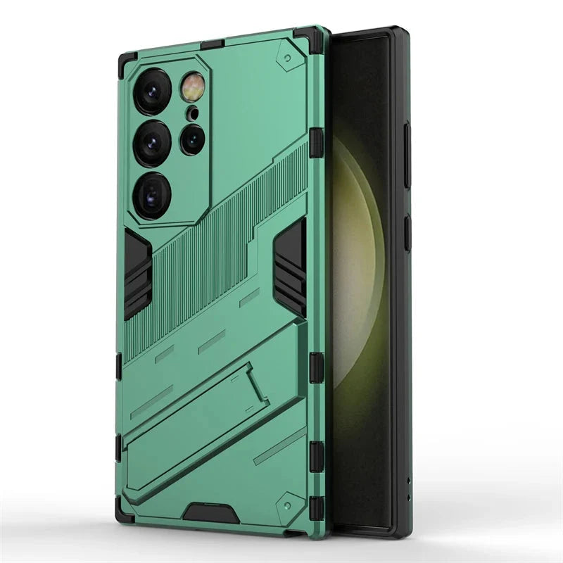 Rugged Protective Phone Case with Built-In Stand for Samsung Galaxy S21-S26 Series – Heavy-Duty Drop Defense, Camera Guard, Anti-Fingerprint | Thomler
