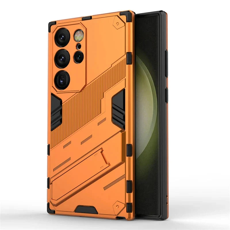 Rugged Protective Phone Case with Built-In Stand for Samsung Galaxy S21-S26 Series – Heavy-Duty Drop Defense, Camera Guard, Anti-Fingerprint | Thomler