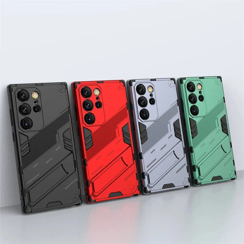 Rugged Protective Phone Case with Built-In Stand for Samsung Galaxy S21-S26 Series – Heavy-Duty Drop Defense, Camera Guard, Anti-Fingerprint | Thomler