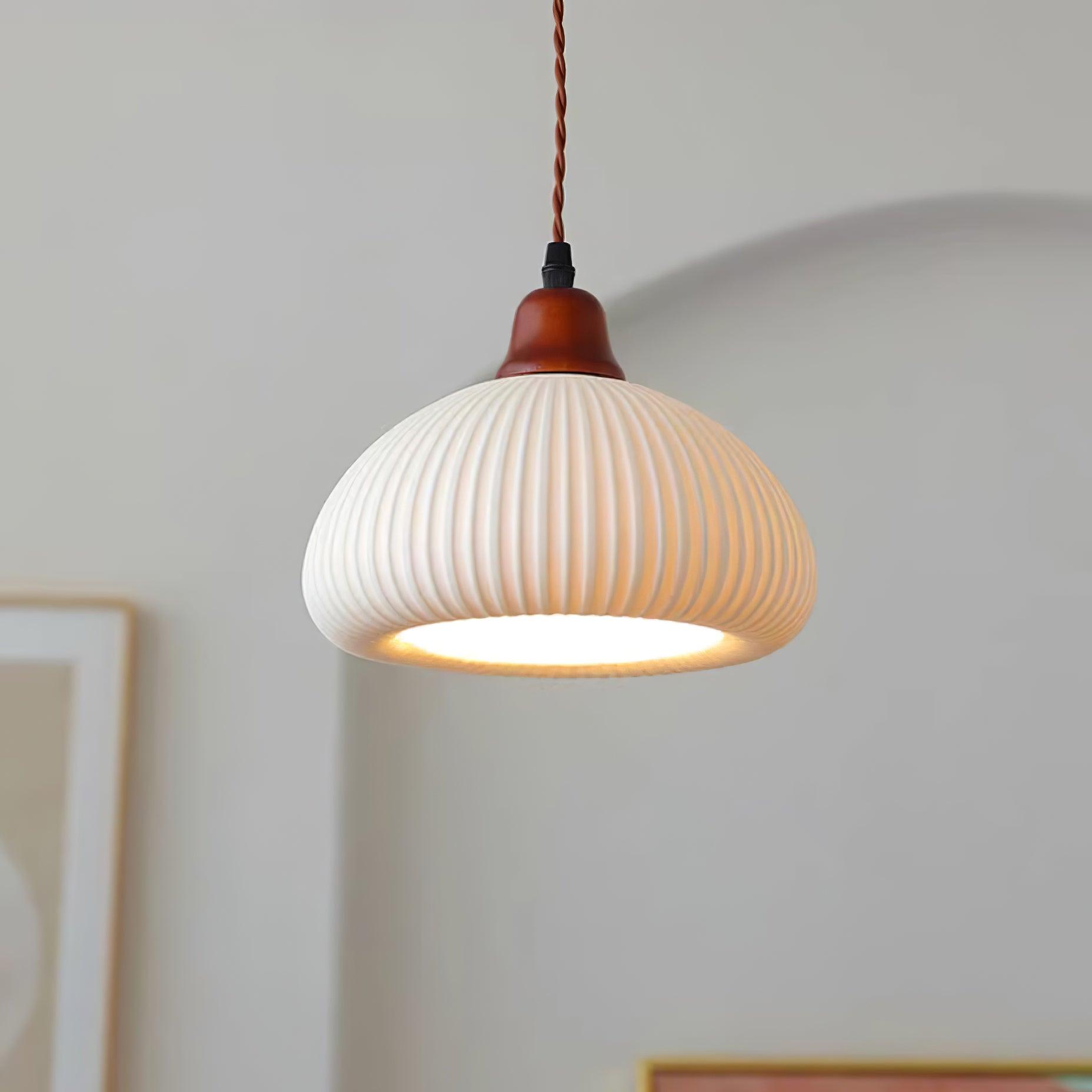 Pendant Light Ceramic 9 in White Dining Room Kitchen Island Hanging Lamp Adjustable Height | Thomler