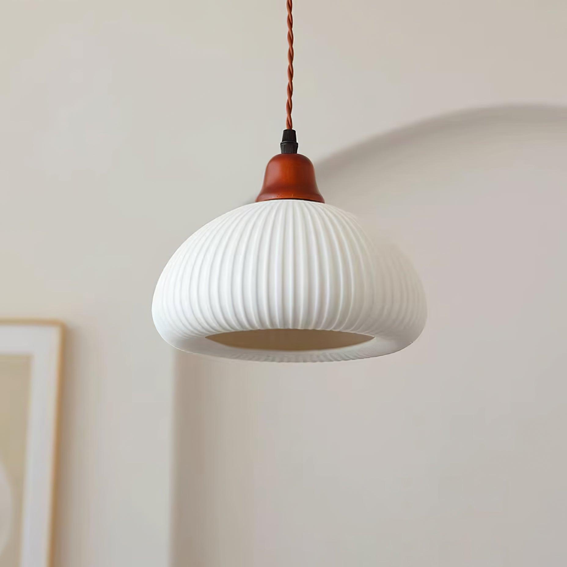 Pendant Light Ceramic 9 in White Dining Room Kitchen Island Hanging Lamp Adjustable Height | Thomler