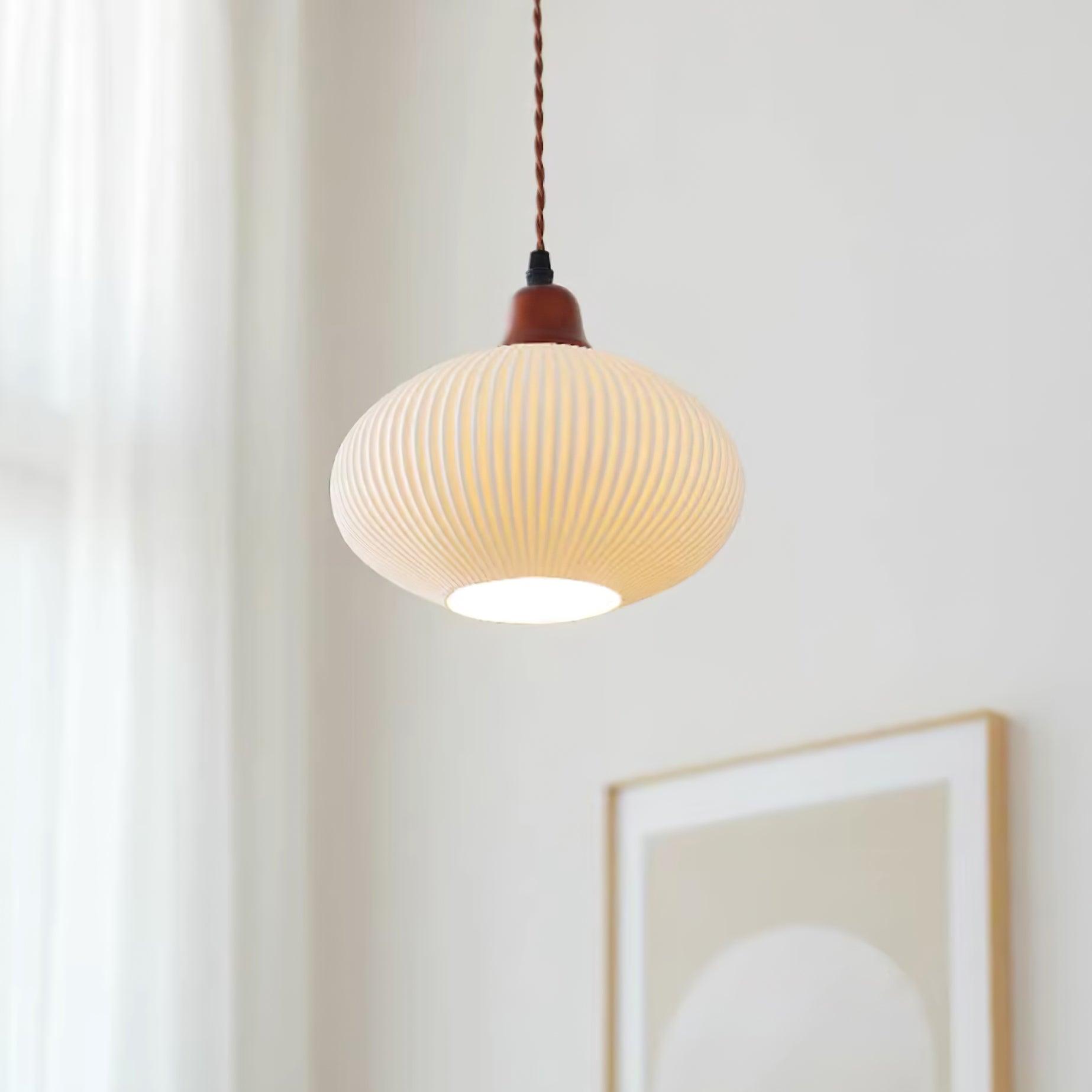 Pendant Light Ceramic 9 in White Dining Room Kitchen Island Hanging Lamp Adjustable Height | Thomler