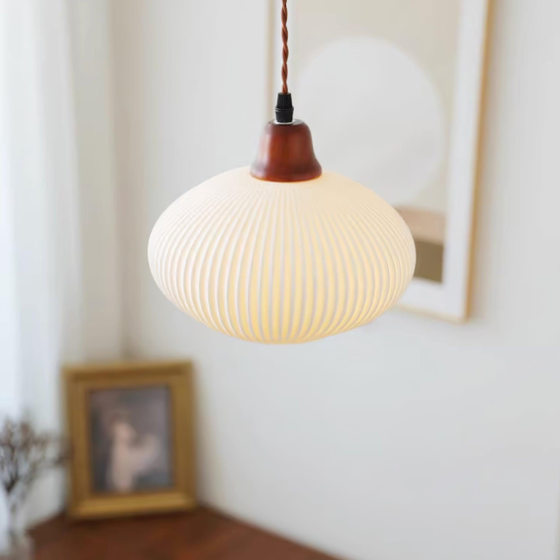 Pendant Light Ceramic 9 in White Dining Room Kitchen Island Hanging Lamp Adjustable Height | Thomler