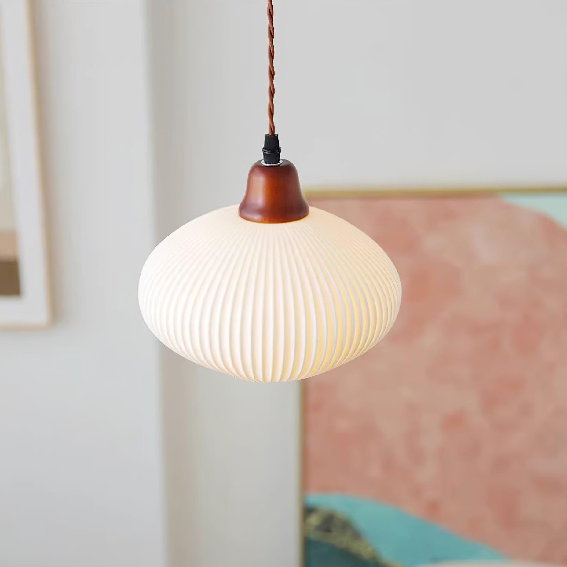 Pendant Light Ceramic 9 in White Dining Room Kitchen Island Hanging Lamp Adjustable Height | Thomler