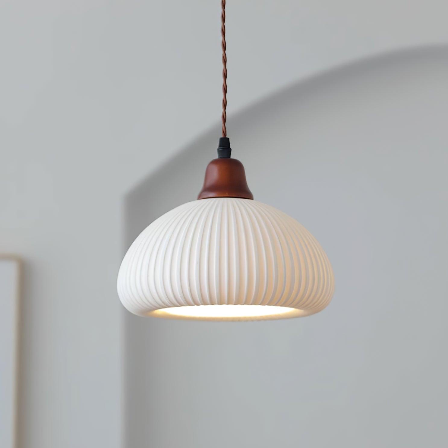 Pendant Light Ceramic 9 in White Dining Room Kitchen Island Hanging Lamp Adjustable Height | Thomler