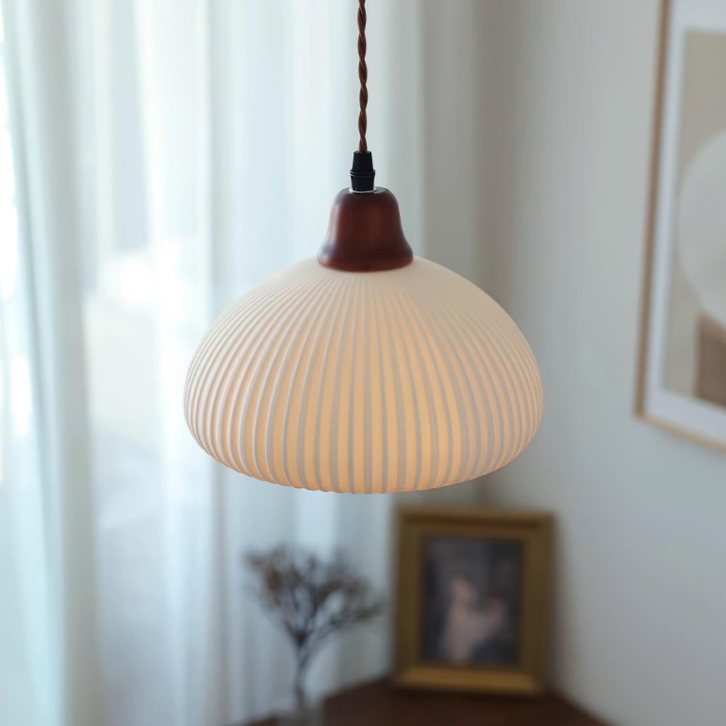 Pendant Light Ceramic 9 in White Dining Room Kitchen Island Hanging Lamp Adjustable Height | Thomler