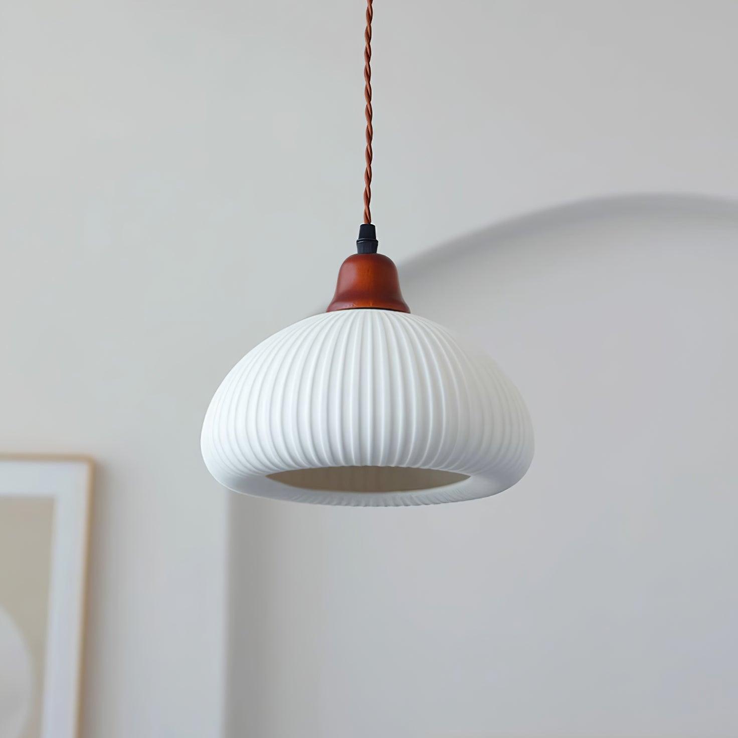 Pendant Light Ceramic 9 in White Dining Room Kitchen Island Hanging Lamp Adjustable Height | Thomler